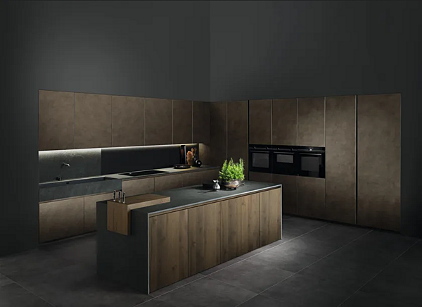 Кухня с островом без ручек из материала ASTER CUCINE Factory REWRITING фабрика Aster Cucine из Италии. Фото №3
