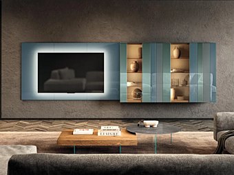 Стена для хранения из стекла с интегрированным освещением LAGO N O W 2678 2678 фабрика LAGO из Италии