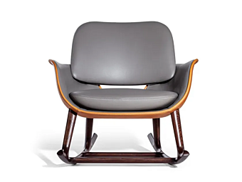 Кресло-качалка с подлокотниками из кожи POLTRONA FRAU Martha фабрика POLTRONA FRAU из Италии