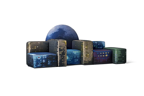 Секционный диван с мягкой спинкой из ткани Notturno CASSINA NY695244 фабрика CASSINA из Италии. Фото №2