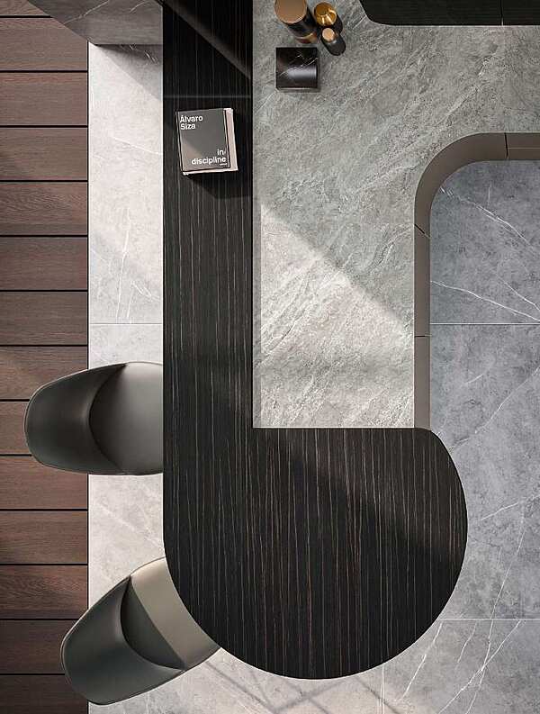 Современная кухня с островом ASTER CUCINE Domina Ebano Fusion Lucido фабрика Aster Cucine из Италии. Фото №5