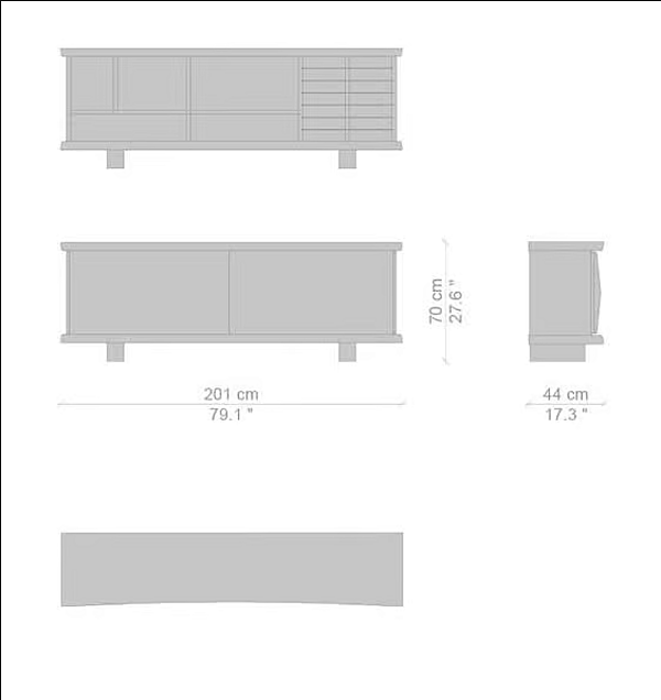 МДФ боковой шкаф с раздвижными дверями CASSINA RIFLESSO фабрика CASSINA из Италии. Фото №7