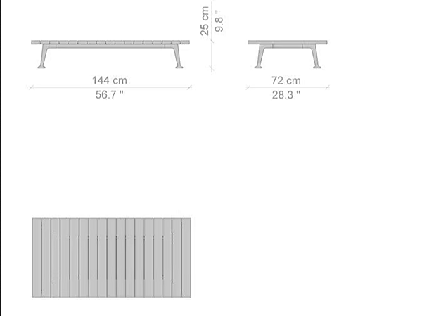 Прямоугольный кофейный стол из алюминия и дерева CASSINA 239 FENC E NATURE фабрика CASSINA из Италии. Фото №6