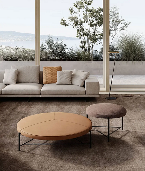 Круглый пуф из ткани Frigerio Santamonica 18106 фабрика Frigerio из Италии. Фото №5