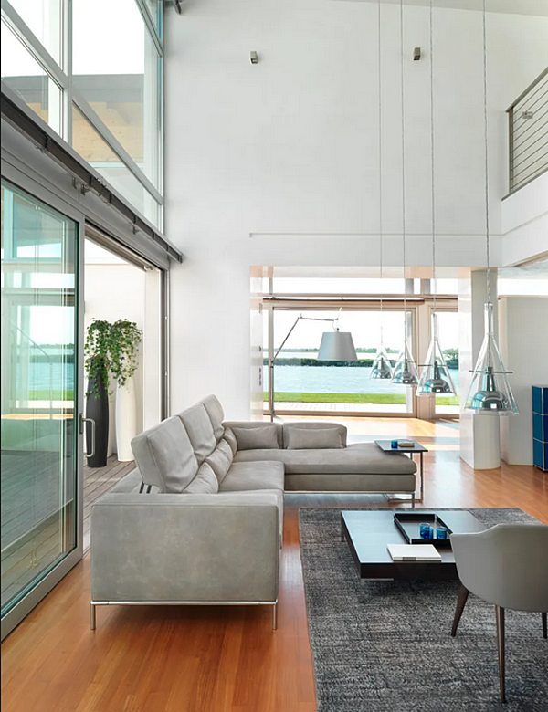 Секционный кожаный диван с мягкой спинкой и шезлонгом GYFORM Planet фабрика Gyform из Италии. Фото №6