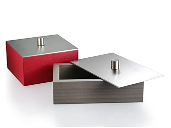 Деревянная металлическая и кожаная коробка для хранения CPRN HOMOOD AC403 AC404 AC403, AC404 фабрика CPRN HOMOOD из Италии