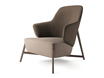 Кресло с подлокотниками и высокой мягкой спинкой из ткани Arsenale бренда INNOVA Imbottiti