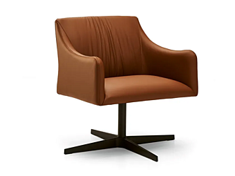 Кресло с вращающимся основанием и кожаной обивкой Eforma Isidora Lounge фабрика Eforma из Италии