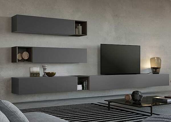 Стенка из МДФ и массива дерева OLIVIERI Cube 2024-03 фабрика OLIVIERI из Италии. Фото №1