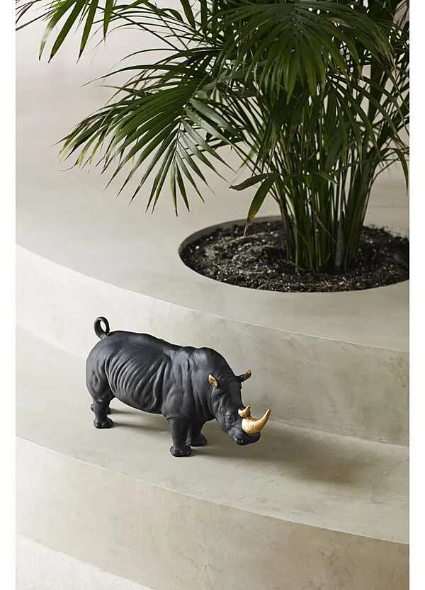 Скульптура LLADRO Rhino Sculpture. Black-gold. Limited Edition фабрика LLADRO из Италии. Фото №2