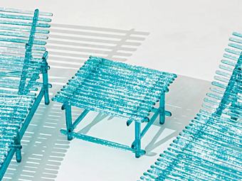 Квадратный садовый боковой стол из поликарбоната Edra A Mare AMR050T