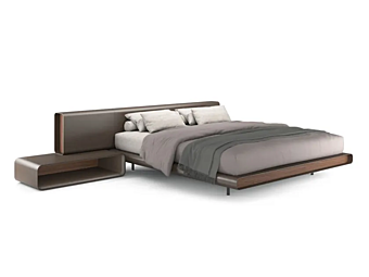 Двуспальная кровать из кожи с интегрированными прикроватными тумбочками i 4 Mariani Tube фабрика i 4 Mariani из Италии