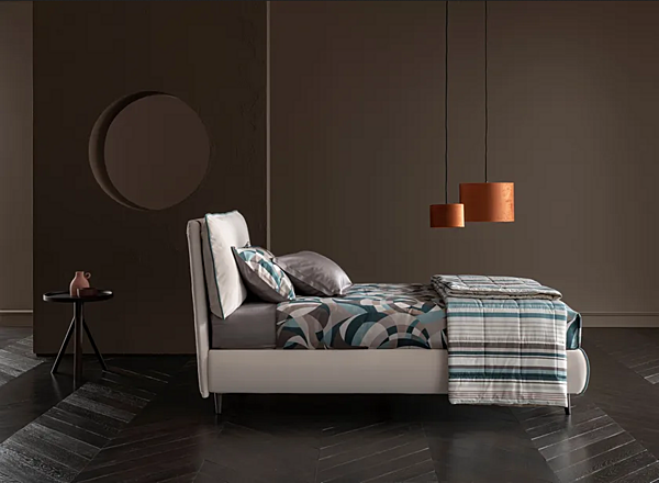 Кровать с обитой спинкой из ткани Altrenotti Nisida одноместная фабрика Altrenotti из Италии. Фото №3