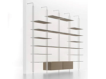 Двусторонняя книжная полка из стекла напольная и потолочная F.lli ORSENIGO Tangram  фабрика ORSENIGO из Италии