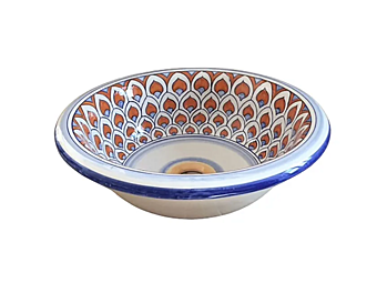 Круглая керамическая раковина L_Antica Deruta  Classico 03 Penne di Pavone BA/45/Penne