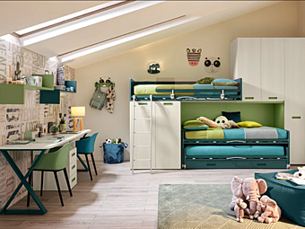 Деревянный спальный комплект с мягкой спинкой MORETTI COMPACT LOFT KC509 Деревянный спальный комплект с мягкой спинкой MORETTI COMPACT LOFT KC509 фабрика MORETTI COMPACT из Италии