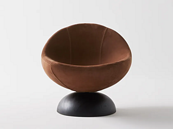 Кресло с вращающейся спинкой из замши и деревянным основанием Nube Italia Glove N246001