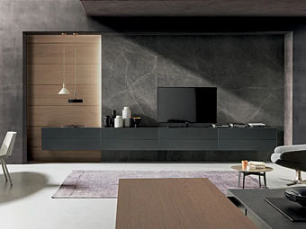 Настенная система хранения для ТВ из дуба MODULNOVA Blade 5 фабрика Modulnova из Италии
