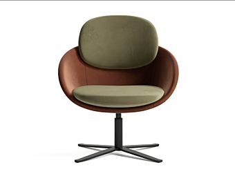 Кресло с подлокотниками из кожи на четырехлапом основании Olie Lounge INNOVA Imbottiti R1, R15 фабрика Innova Imbottiti из Италии