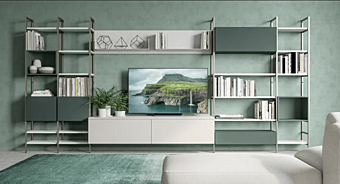 Секционная стенка для хранения из ЛДСП LUBE CUCINE Immagina Plus Bridge Living A фабрика LUBE CUCINE из Италии