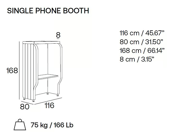 Акустическая телефонная будка обитая тканью Adrenalina MAJI QUILTEDSingle phone booth фабрика ADRENALINA из Италии. Фото №5
