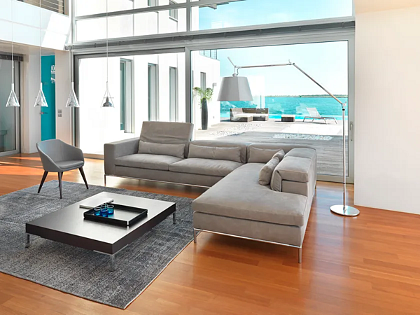 Секционный кожаный диван с мягкой спинкой и шезлонгом GYFORM Planet фабрика Gyform из Италии. Фото №2