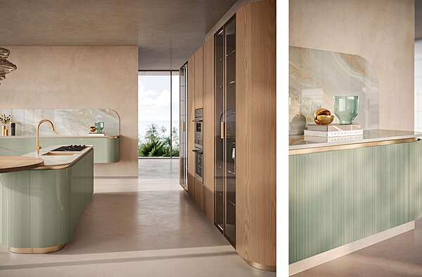 Современная кухня с островом ASTER CUCINE Domina Olmo Crudo Opaco фабрика Aster Cucine из Италии. Фото №3