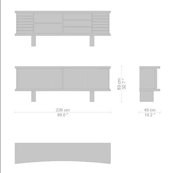 МДФ боковой шкаф с раздвижными дверями CASSINA RIFLESSO фабрика CASSINA из Италии. Фото №6