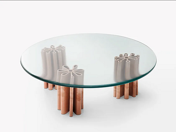 Круглый стеклянный садовый боковой столик PAOLA LENTI Primula B234A фабрика PAOLA LENTI из Италии. Фото №1