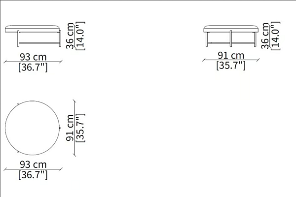 Круглый пуф из ткани Frigerio Santamonica 18106 фабрика Frigerio из Италии. Фото №7