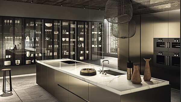 Кухня с островом без ручек из материала ASTER CUCINE Contempora 2 фабрика Aster Cucine из Италии. Фото №2