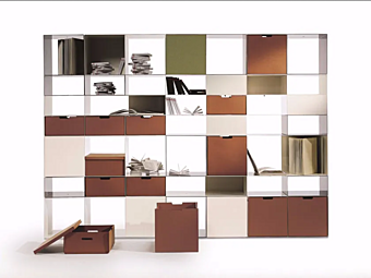 Открытая секционная книжная полка с ящиками из дерева FLEXFORM Infinity фабрика FLEXFORM из Италии