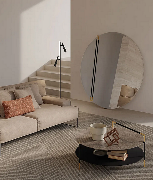 Круглый низкий кофейный столик из дерева Frigerio Kevin 16612 фабрика Frigerio из Италии. Фото №5