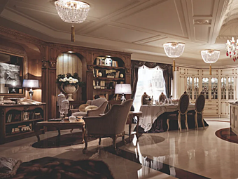 Настенная система хранения из ореха с камином Firenze Martini Interiors фабрика MARTINI INTERIORS из Италии