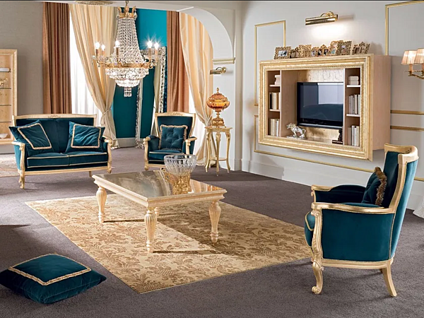 Настенная книжная полка с телевизионной стойкой из дерева MODENESE GASTONE13131 фабрика MODENESE GASTONE из Италии. Фото №4