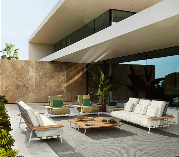 Прямоугольный кофейный стол из алюминия и дерева CASSINA 239 FENC E NATURE фабрика CASSINA из Италии. Фото №5