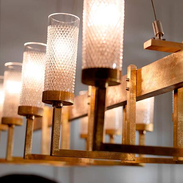 Ручная гравировка латунная люстра "эффект ткани" с гранеными хрустальными чашками ручной работы  SIGMA L2 7239 фабрика SIGMA L2 из Италии. Фото №2