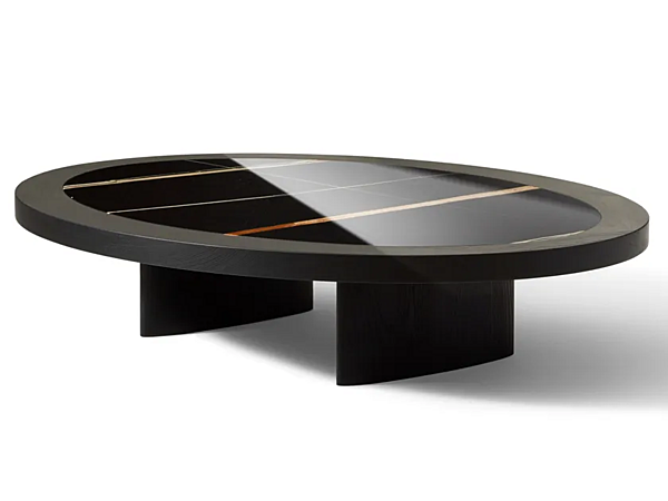 Овальный кофейный стол из дерева и стекла коллекции CASSINA Monta фабрика CASSINA из Италии. Фото №1